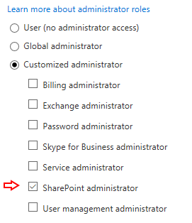 SharePoint Admin role assignment