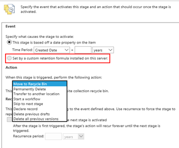 Using retention policy